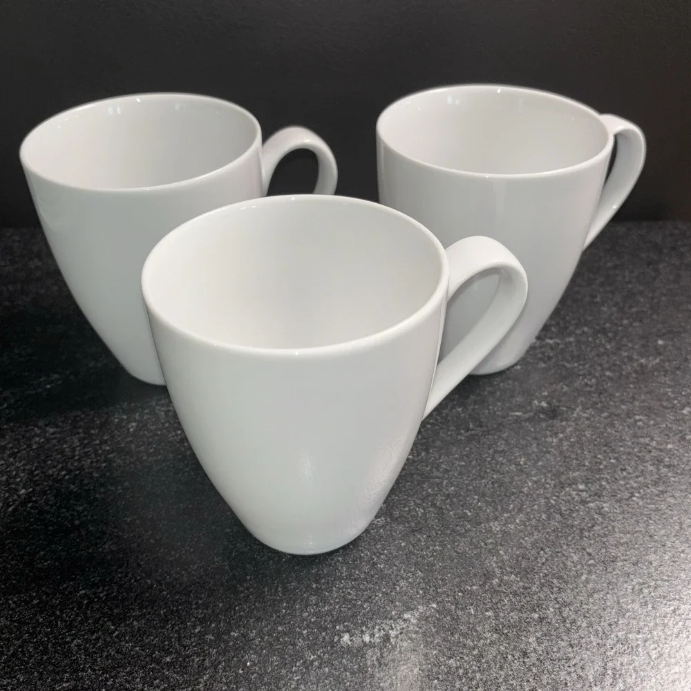 West Elm White Coffee Mugs Cups Set Of 3 Tea 4.25